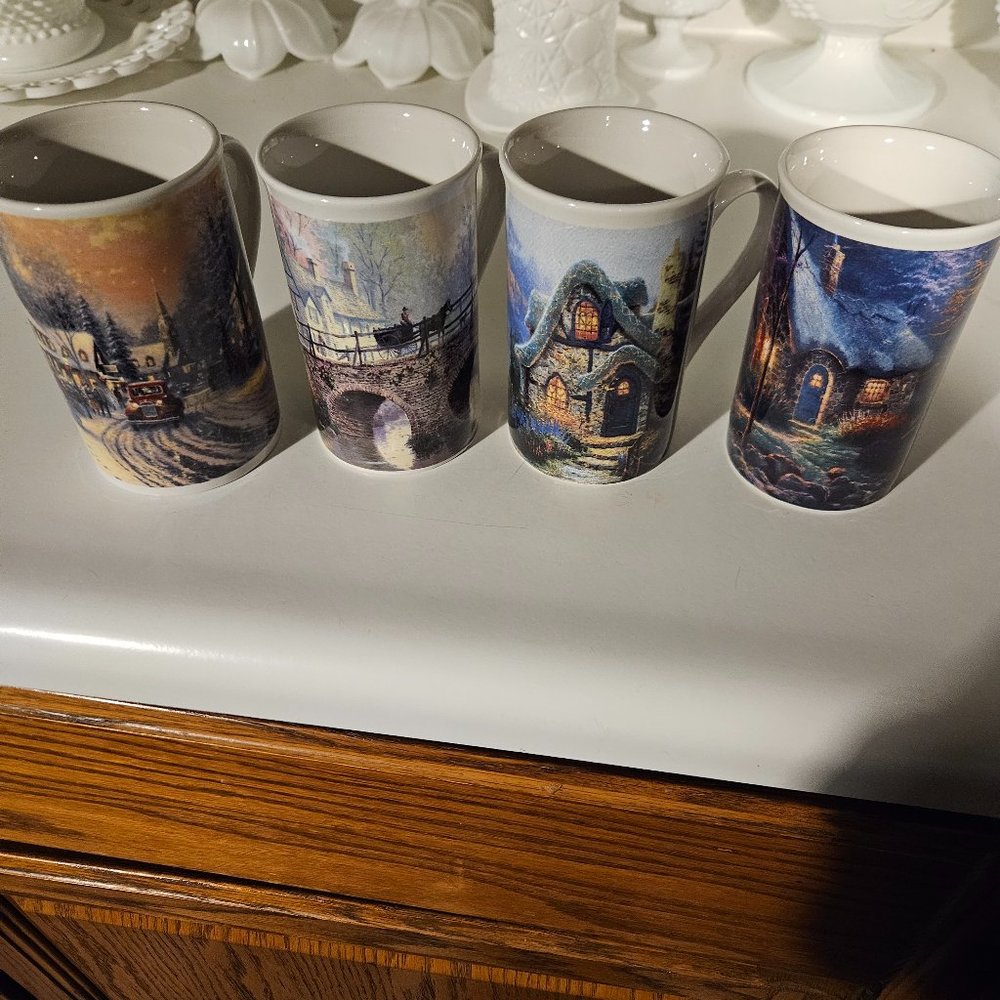 Set of 4 Thomas Kinkade mugs